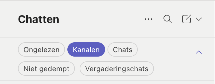 5. MS Teams chatten filters uitgeklapt