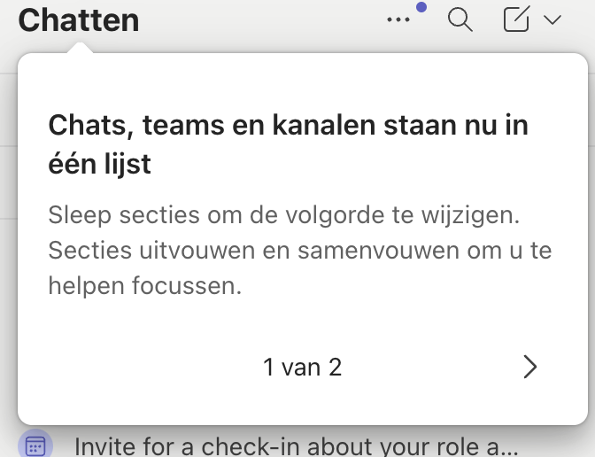 Instructie in MS Teams over samenvoeging chats, teams en kanalen per februari 2025